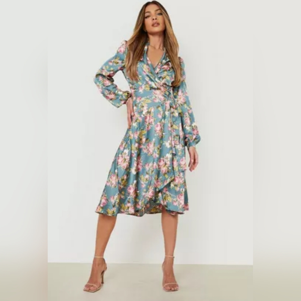 Boohoo occasion wrap dress